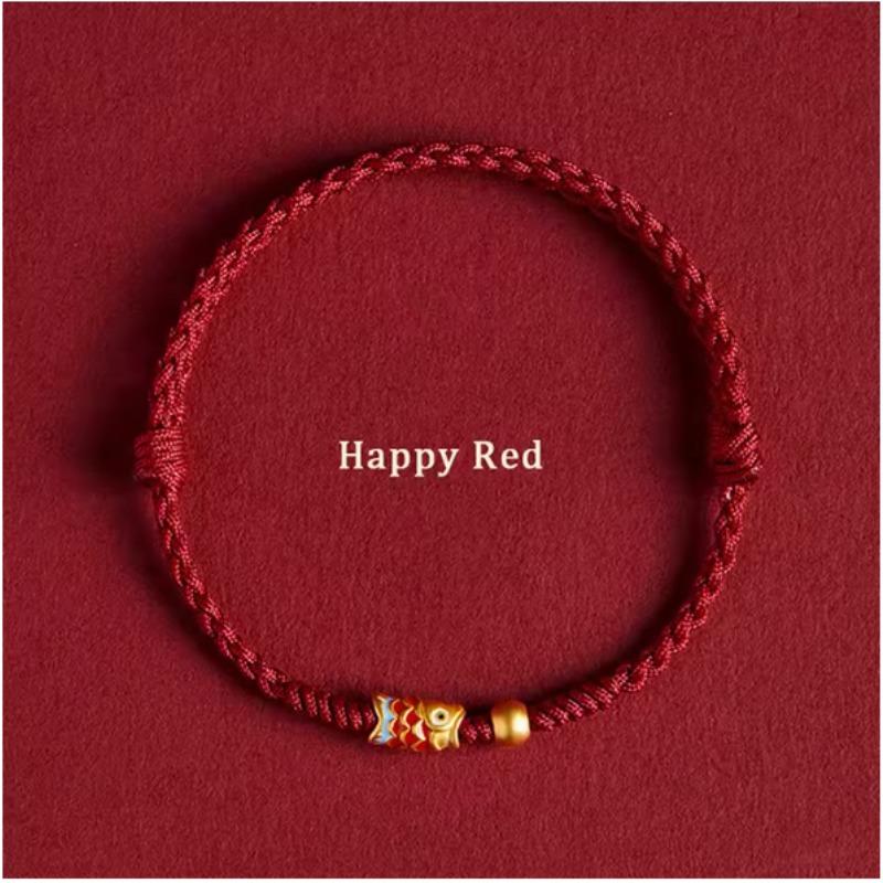 Koi Zodiac Year Red Rope Bracelet for Girls Woven with Hand Rope and Foot Chain As A Gift for Couples