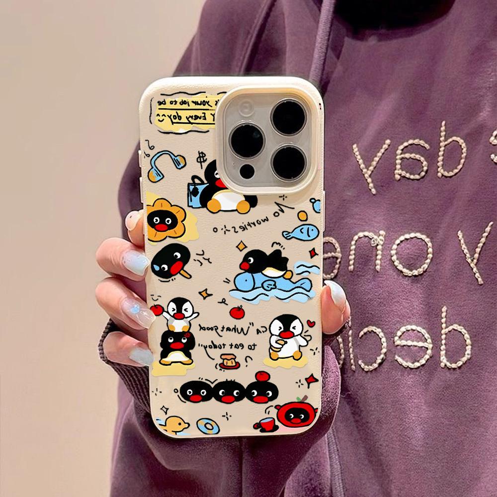 Handyhülle für iPhone 11 13 Hülle iPhone 12 14 15 16 Pro Max 12 Pro 15 Plus Leder lackiert wasserdicht sturzsicher und verschleißfest Cartoon
