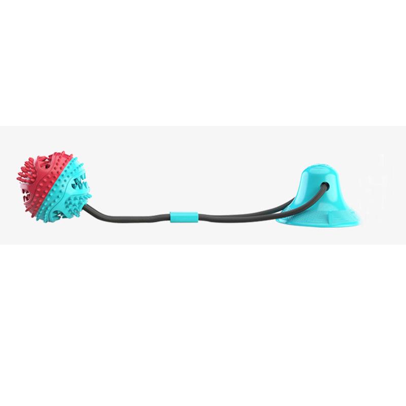 Pet Toy: Interactive Chewing Ball with Food Dispensing and Suction Cup Pull Rope