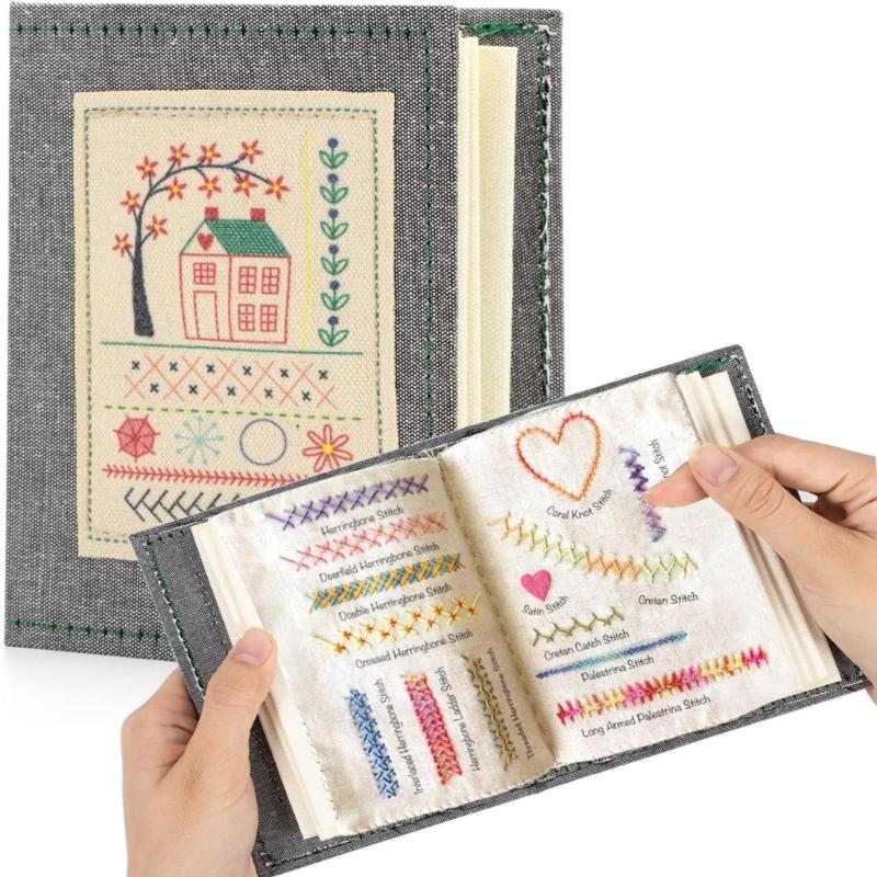 Embroidery Book Stitches Book Portable Sewing Book Handmade Craft Kits Sewing Tool for Various Sewing Techniques