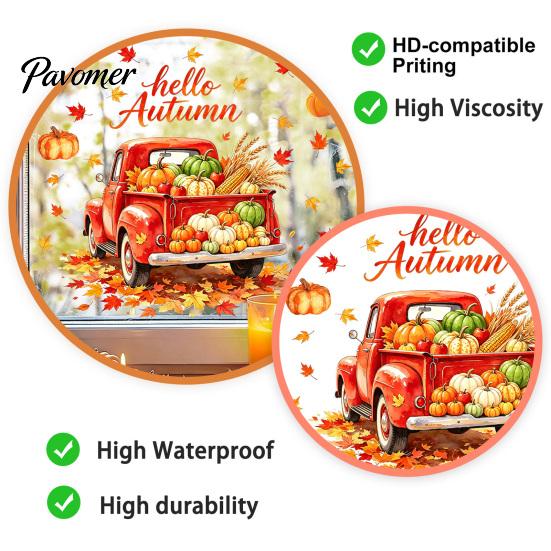 Removable Glass Stickers Autumn Harvest Window Clings, Decorative Static Sticker for Thanksgiving Home Shop Reusable Decals Decor, PVC Maple