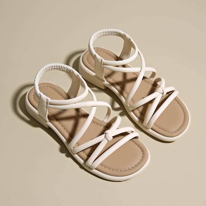 

Плоские сандалии для женщин пляжные летние шлепанцы повседневные женские эластичная лента слипоны ремешок на щиколотке для путешествий уличные тапочки 34 бежевый