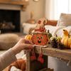 3Pcs Vintage Pumpkin-Shaped Wooden Ornaments 2D Flat Face Pumpkin Display Decor  Holiday Gifts