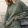 Women Casual Solid Color High Neck Knitted Sweater Long Sleeve Tops Autumn Winter