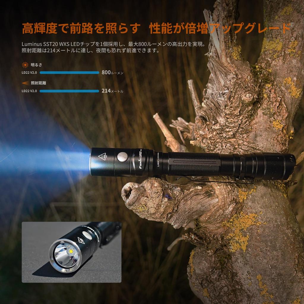 Fenix LD22 Rechargeable LED 800 319 Hours of Battery 214M Beam Disaster High Ultra Super Perfect for Outdoor and Walking V2.0 (1600U) Flashlight,