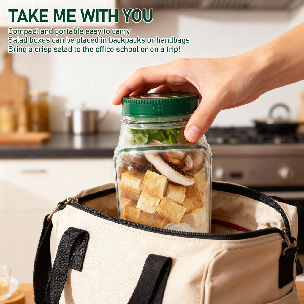 1/2Set Layering Salad Pod Plastic Vertical Salad Container With Fork 2.5 Oz Dipping Bowl Side Opening Salad Jar Food Storage Jar