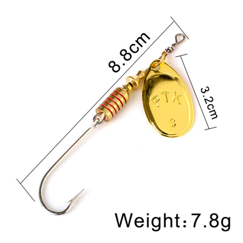

FTK 1 шт., одинарный крючок для рыбалки, разные цвета, приманка для окуня, 4,1 г, 5,0 г, 7,8 г, 10,5 г, 15,0 г, длина 7,2 см, 8 см, 8,8 см, 9,8 см, 10,5 см 3# золотой