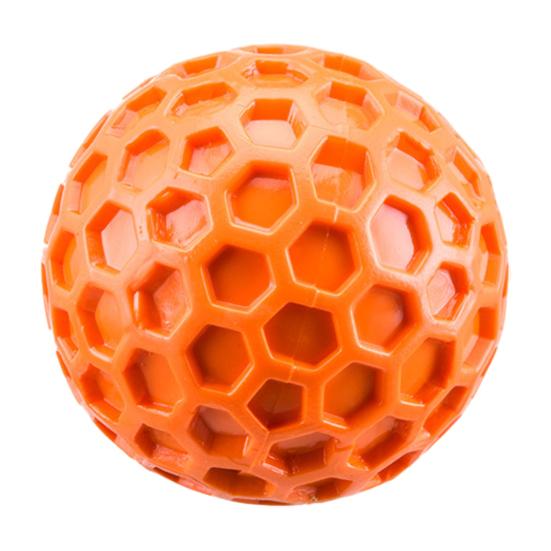 Unzerstörbarer Hundegummiball Interaktives Kauspielzeug für aggressive Kauer Quietschender Waben-Apportierball für Welpenzahnreinigung Langeweilevertreibung