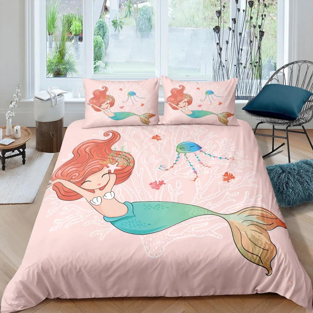 

Comforter Mermaid Bedding Set Kids Children Winter S Kidstwin Full Queen King Bedroom Set Home Textile Housse De Couette Comforter (quilt)-EU Single(135*200cm)3pcs