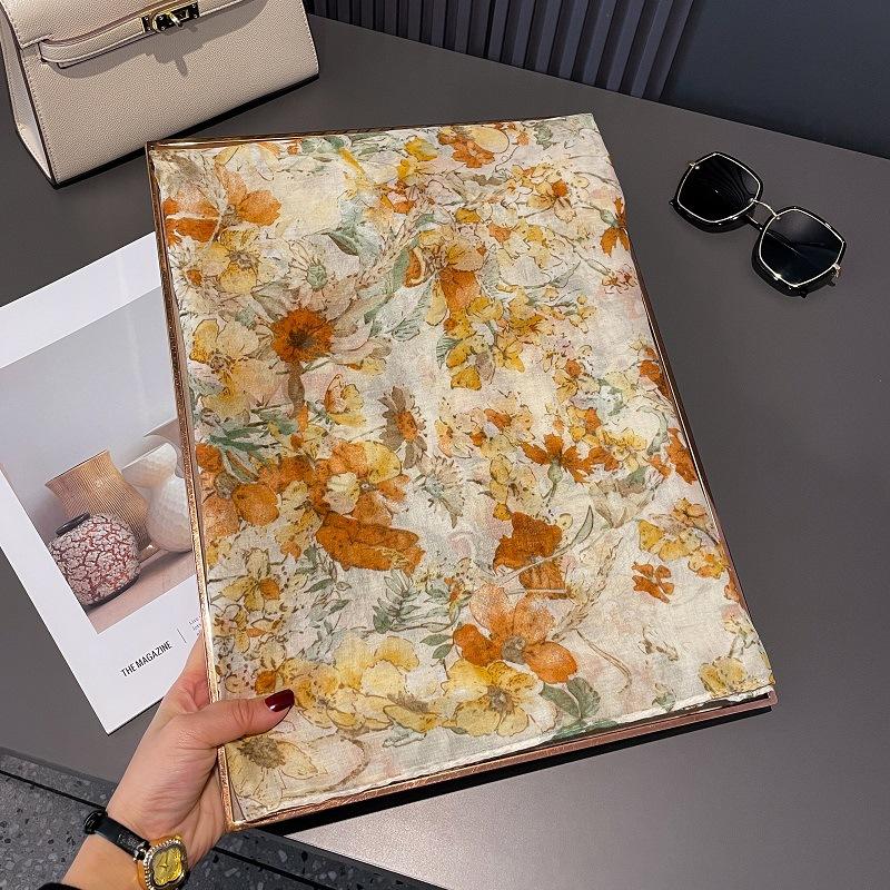 

Original Design Birds Singing and Flowers Fragrance Pastoral Style Versatile Warm and Beautiful Neck Protection Shawl Spring and Summer New Style 180*90cm