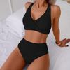 Summer Two Pieces Solid Color Cri-Cross Swimming Suit Sexy Women Swimsuit Beach Bathing Suit