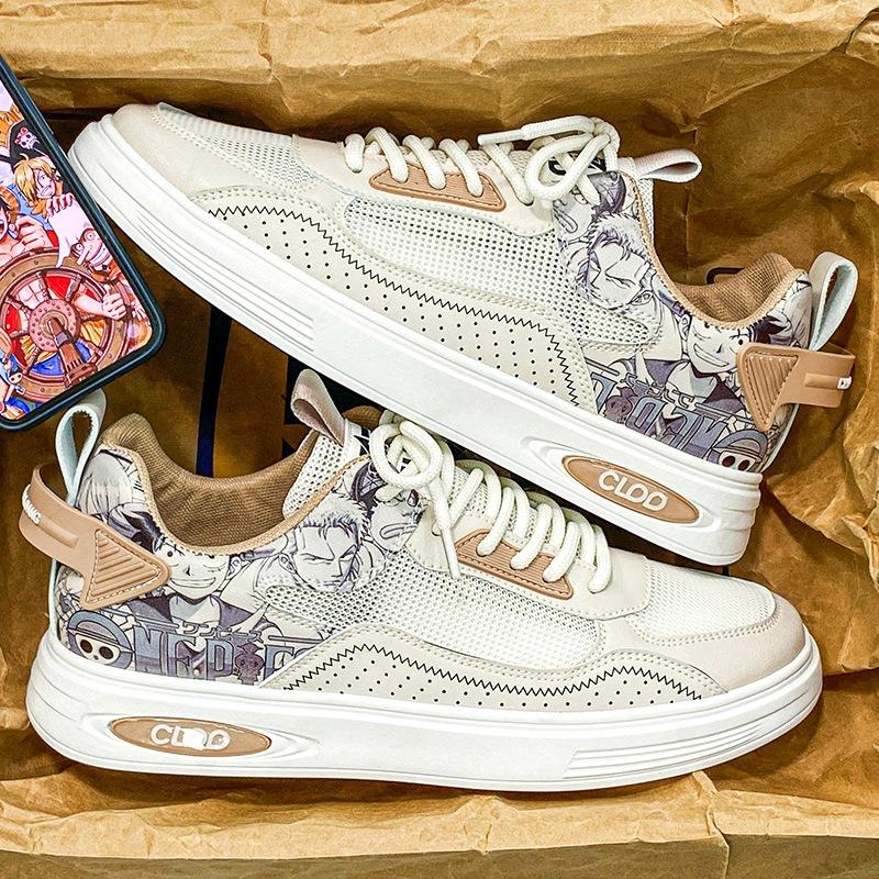 

Летние новые дышащие туфли с дезодорирующей сеткой 2024 года с ажурной сеткой, универсальные повседневные туфли для сноуборда, туфли с высокой посадкой белого цвета для студенческого движения 44