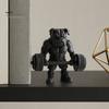 Small Bulldog Statue 3D Printed Fitness Figurine, Modern Muscular Barbell Dog Office Ornament Statue, Black Sculpture for Home Desk Decor Decoration