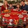 Tablecloth Round Vintage Polyester Cover Protector Round Christmas Table Cloth For Fall Thanksgiving Winter Holiday Kitchen