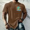 Men's Vintage Textured Print Short Sleeve T Shirt Loose Fit Casual Summer Daily Wear Top with Graphic Fish Design
