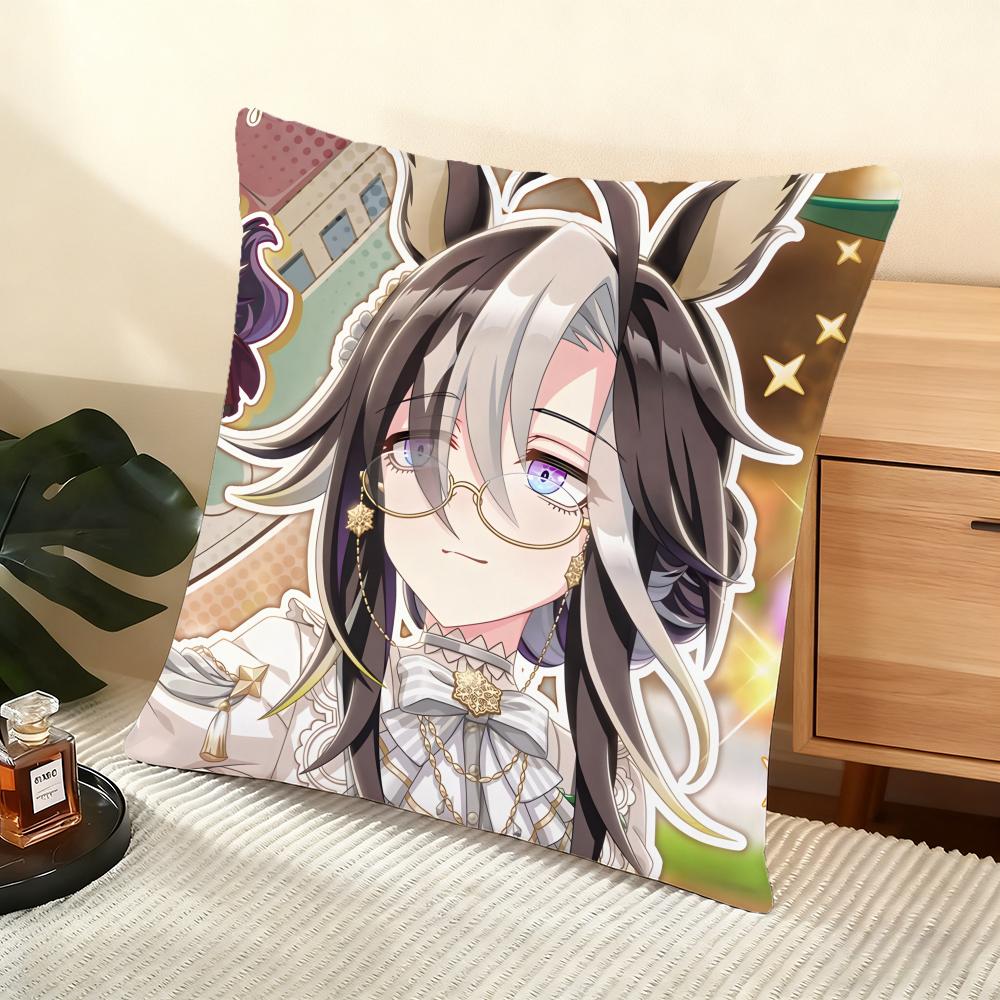 U-Umamusume Cushion Cover Soft Short Plush Pillow Cover Smooth Cozy Texture Aesthetic Cushion Case Home Decor