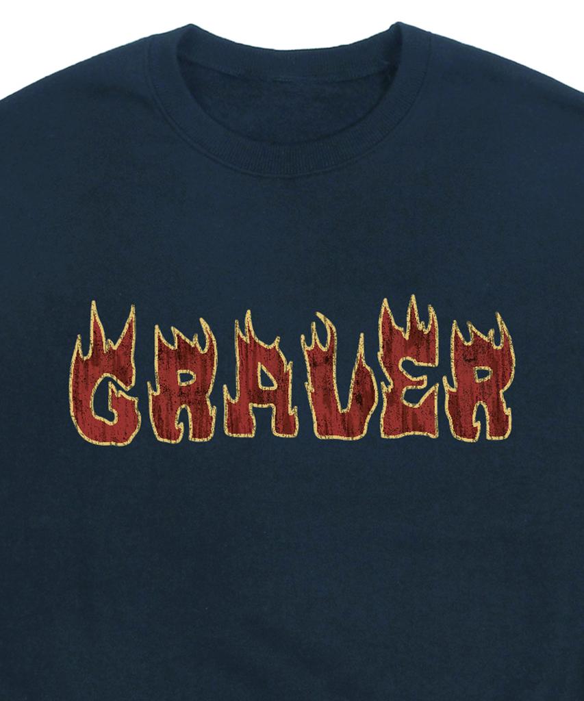 GRAVER [Unisex] Flame Logo Sweatshirt_Navy