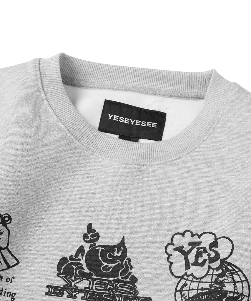 YESEYESEE Y.E.S Combine Sweatshirt Gray