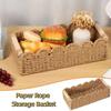 Rectangular Imitation Rattan Storage Basket Handwoven Cosmetic Storage Box  Living Room