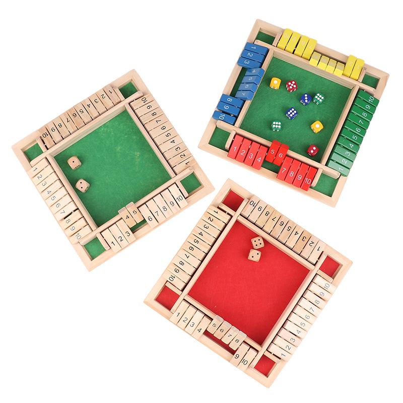 Four Sided 10 Numbers Shut The Box Board Game Set Dice 4 Players Party Number Game Board Games For Adults Families