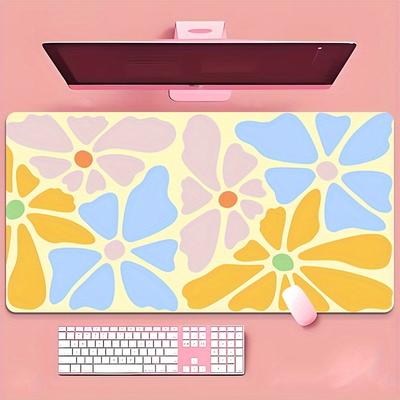 Large Gaming Mouse Pad Abstract Floral Flower Art Desk Mat Nonslip Rubber Base Stitched Edge Keyboard Pads PC for Office Decor