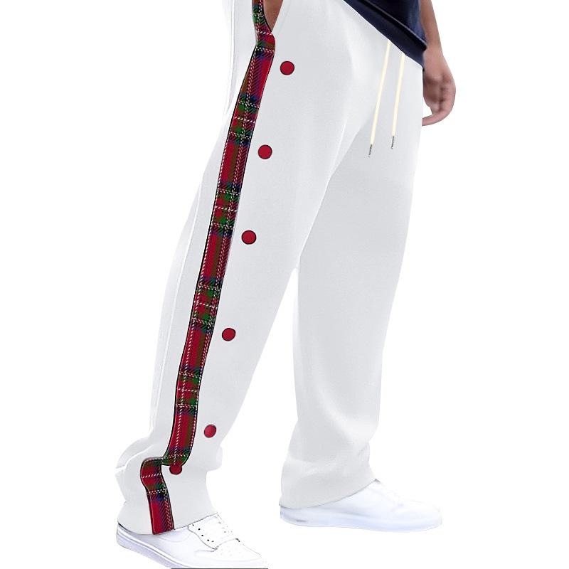 

Повседневные спортивные штаны средней талии с карманами для мужчин, длинные брюки для отдыха с винтажным клетчатым принтом, мужские свободные брюки на шнурке, уличная одежда 3XL