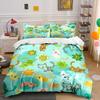 3Pcs Cute Cat Bedding Set, Colorful Cartoon Cats And Flowers Print Duvet Cover + 2 Pillowcases, Kids Nursery Decor
