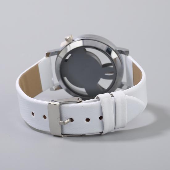 Fantastic Musical Note Notation Hollow Faux Leather Strap Quartz Wrist Watch