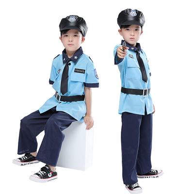 Lhyxuuk Police Uniform Cosplay Costume for Kids, Halloween, Suitable for Police Officers (Boys, Size L)