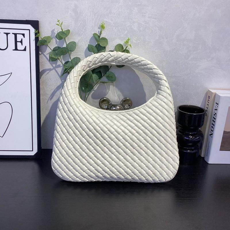 Genuine Leather Vintage Woven Tote Bag Women Structured Square Shape Medium Size Soft Texture Multiple Colors