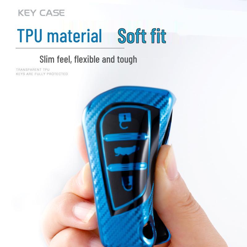 TPU kolfiber nyckelfodral för Toyota Corolla - Vikbart helomslutande skyddsskal med spänne
