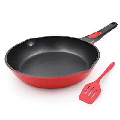 AIKENBBKK 28cm Frying Pan, IHGas Compatible, Non-stick Enamel Coating & Detachable Handle, Oven & Dishwasher Safe, PFOAPFOS, Black