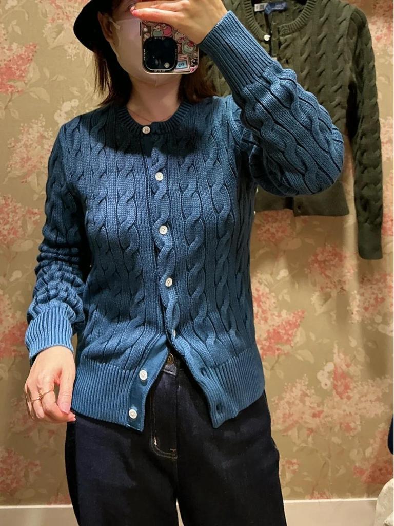 High-Quality Ralph 25 Early Autumn Cotton Cable Knit Sweater with Small Pony Embroidery - Round Neck, Long Sleeve Cardigan