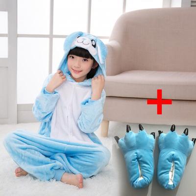 Children Onesie New Year Gift Blue Rabbit Pajamas Animal Costume Kids Kigurumi Cosplay With Shoes
