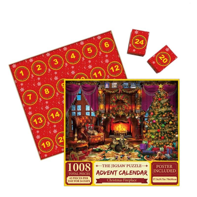 Christmas Jigsaw Advent Calendar for Kids 1008pcs 24 Days DIYChristmas Surprise Countdown Theme Festival Party Favor for Gifts