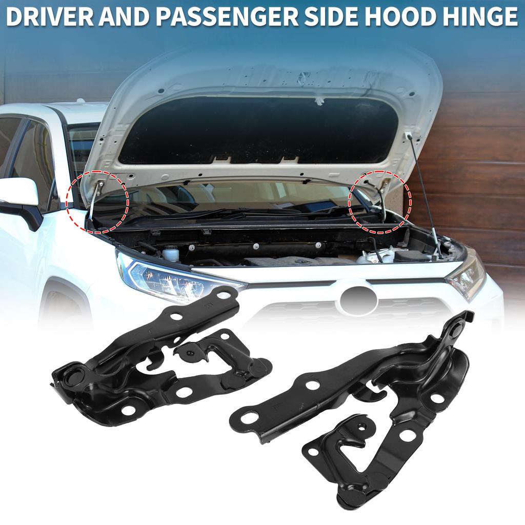 TUCKBOLD Front Driver and Passenger Side Hood Front Bonnet 1 Pair for Toyota Camry Hinges, Brackets, Black, 2007-2011