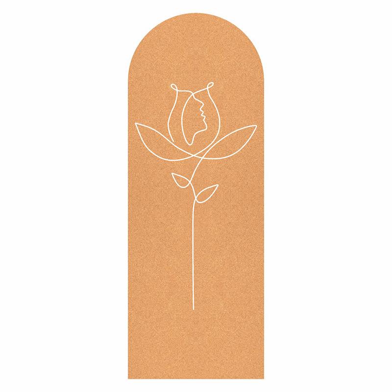 Natural Rubber Arch Shape Cork Yoga Mat Printed Non-slip Sports Mat Sweat-absorbing Oval Curve Pilates Mats 182*68cm*0.5cm