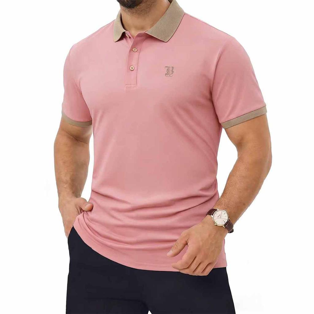 Herren Casual Polohemd mit kurzen Ärmeln und Kontrastkragen