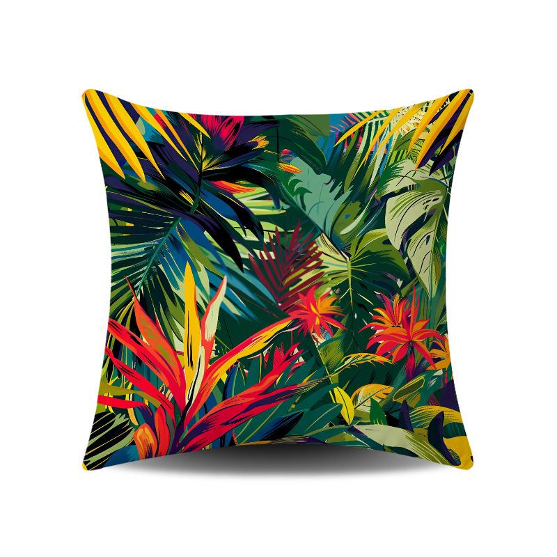 Summer Green Small Fresh Tropical Plant Digital Printing Sofa Pillow Office Car Universal Waist Cushion