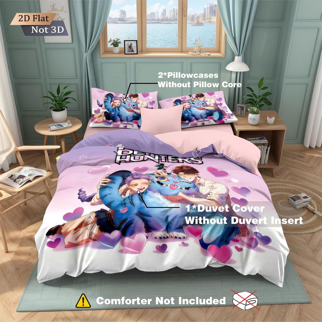 3pcs K-Pop Demon Hunters printed coreless down duvet cover various sizes soft bedroom bedding decoration machine washable