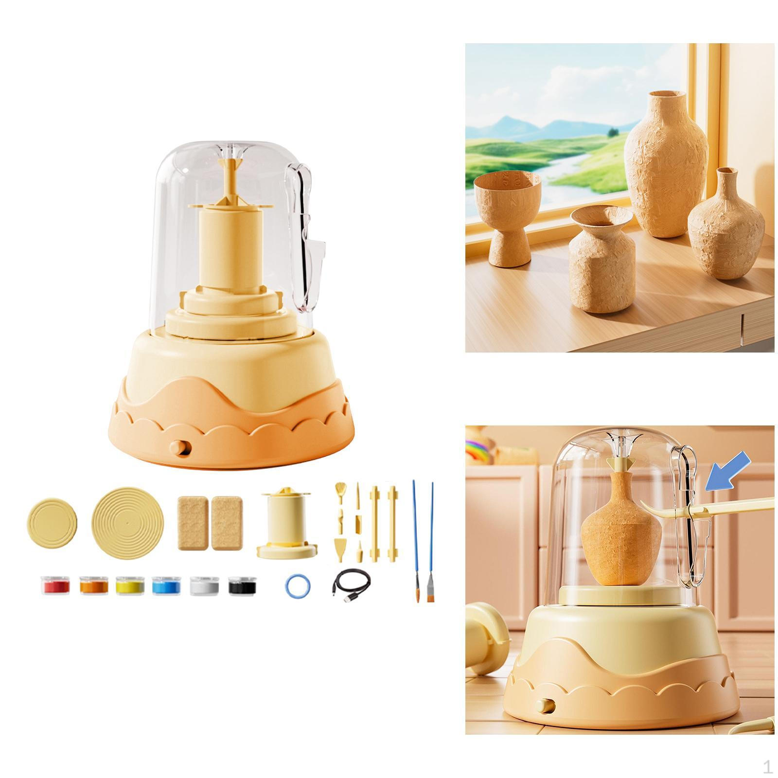 

Электрический гончарный круг для детей, набор для художественного творчества, детский набор для создания пигментов, профессиональный набор жёлтый