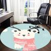 1pc Polar Bear Scarf Office Round Area Rug, Indoor Mat Suitable ForOffice, Under Office Chairs Bedroom Living Room Home Decor, Room Deco, D070