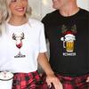 Christmas Winedeer Reinbeer T-Shirt, Funny Couple Christmas Shirt, Christmas Tee