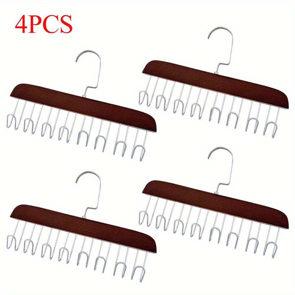 8 Hooks Wooden Belt Storage Hanger Non-Slip Necktie Hat Sling Organizer Home Closet Space Saving Wavy Closet Solid Wood Hooks