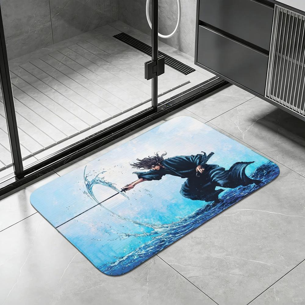 Floor Mat Diatomite Bath Mat, Quick Dry, Absorbent, Multi-Scene Mat Anime V-Vagabond 40x60cm