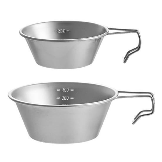 Stal nierdzewna Miska Campingowa 300/500ML z Uchwytem Przenośna Lekka Outdoor Turystyka Piknik Miska na Zupę Kubek ze Skalą