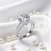 Cute Female White Zircon Stone Engagement Ring Vintage Wedding Jewelry for Women