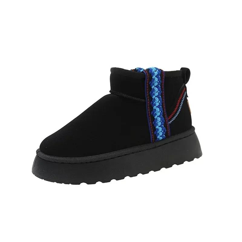 Fashion Women's Ankle Snow Boots Round Toe Booties Shoes for Woman Elegant With Low Heels Boot Designer Luxury Large Size Warm 39 Pu Y2k