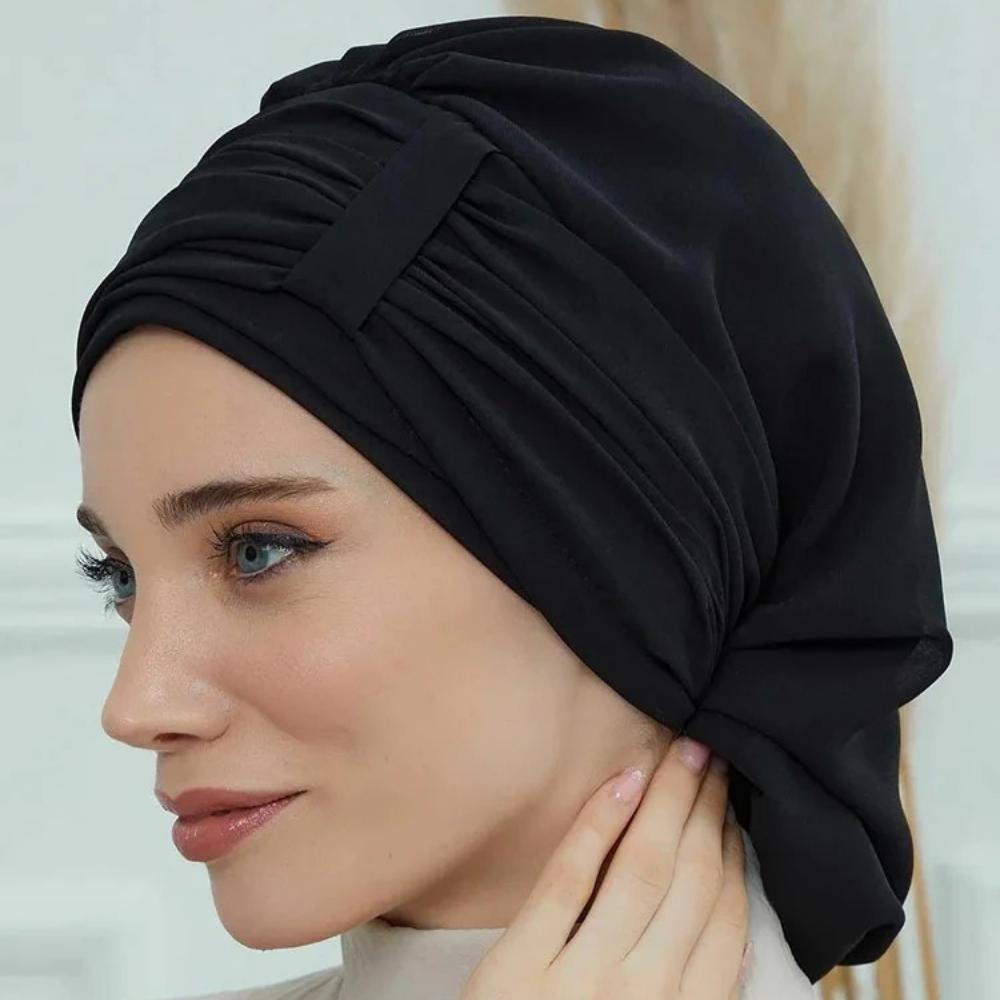 Muslim Instant Turban Pure Color Stretch Inner Hat Hijabs for Caps Ready To Wear Women Head Scarf Under Bonnet