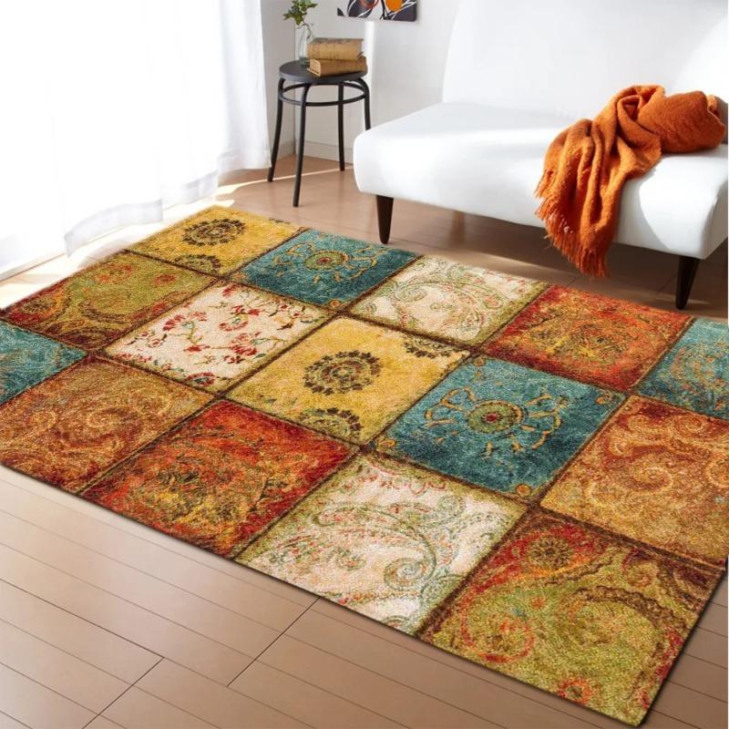 Persian Area Rug Abstract Flower Art Anti-Slip Carpet for Living Room Bedroom Kitchen Floor Mat Home Decor